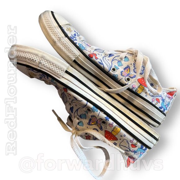 Converse Multi-Color Butterflies & Gnome's Sneakers - Junior Size 3 - Picture 4 of 12